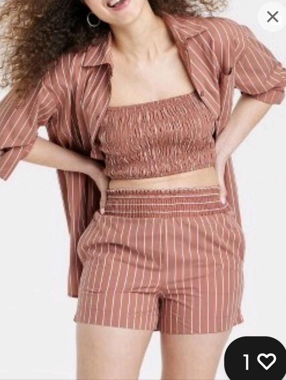 A New Day Rust Striped Women's Shorts Set L NWT
